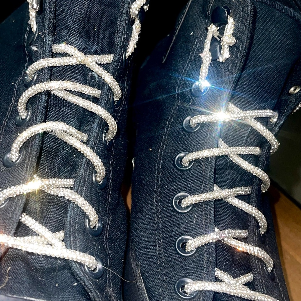 Blackout High-Top Lugged Converse with bling laces